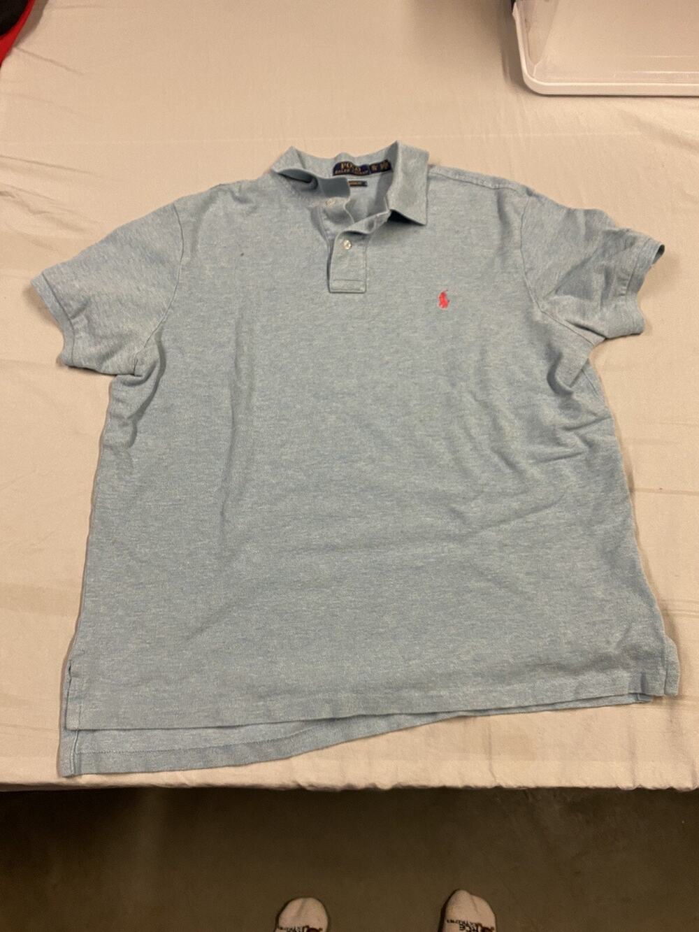 Polo Ralph Lauren Polo Short Sleeve Shirt Size Large Blue Custom Fit